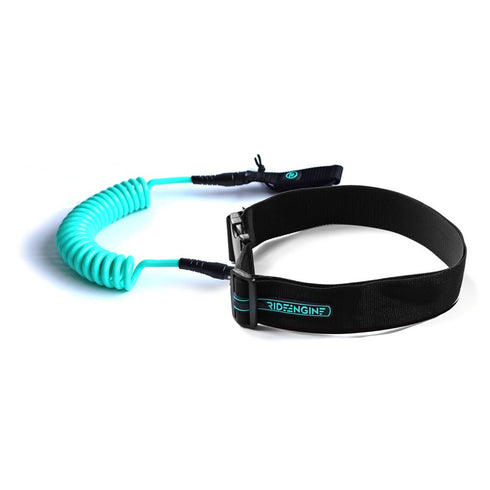 Ride Engine Recoil Waist Leash 8 ft, Coiled Drag-Free Waist Leash for Downwind SUP, Foil and Wing Surfing