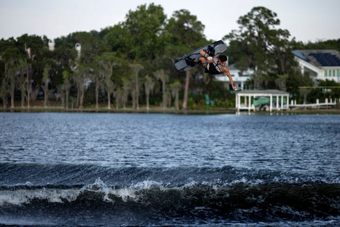 Ronix Anthem Strap Wakeboard Boots Black, Open Toe Boot with SuperStraps and Mainframe Chassis, Flex 5/10