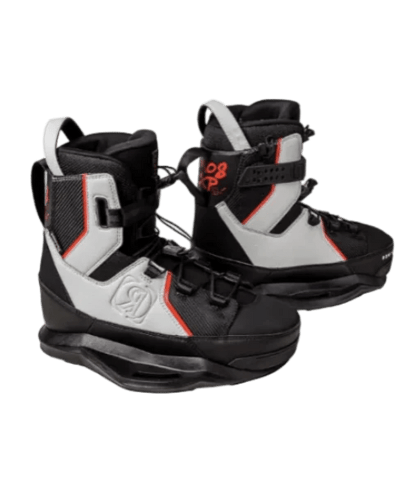 Ronix Atmos EXP Intuition 2023 Wakeboard Boots Black Dove Red, Kevlar EXP Liner and SuperStrap for Cable