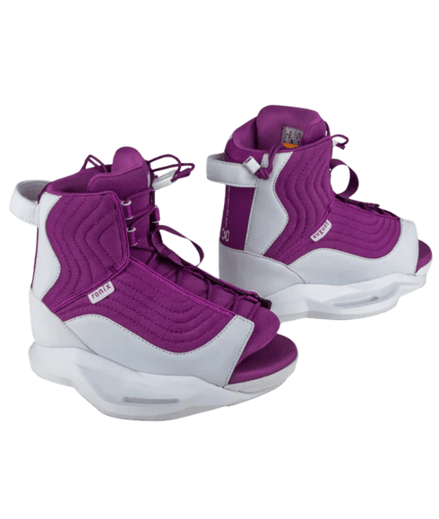 Ronix August Stage 1 Kids Wakeboard Boots Purple White, Girls Boot with AutoLock Lacing and MainFrame