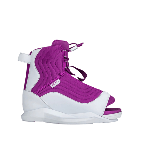 Ronix August Stage 1 Kids Wakeboard Boots Purple White, Girls Boot with AutoLock Lacing and MainFrame