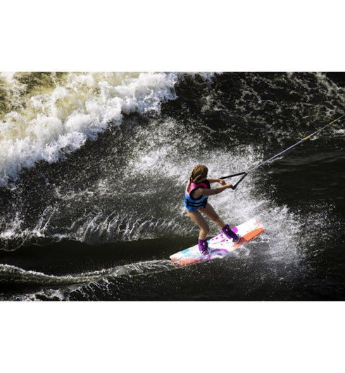 Ronix August Stage 1 Kids Wakeboard Boots Purple White, Girls Boot with AutoLock Lacing and MainFrame
