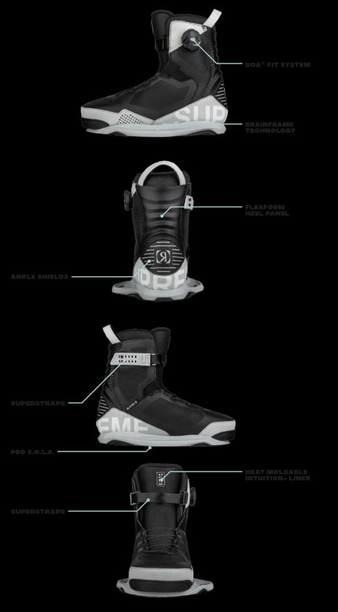 RONIX BOOTS Supreme BOA Intuition Bindings Dove Grey Black
