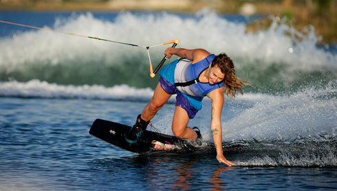 Ronix Coral Women's CE Approved Impact Vest White Blue Fade, Lightweight Flex Foam Wake Vest for Mobility