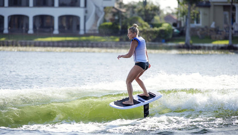 Ronix Coral Women's CE Approved Impact Vest White Blue Fade, Lightweight Flex Foam Wake Vest for Mobility