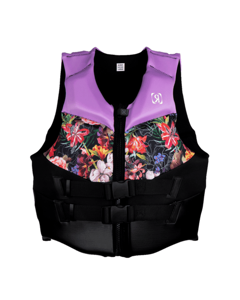Ronix Daydream Women's CGA Life Vest Lavender Floral, Coast Guard Approved Wake Vest with Solid Buoyancy