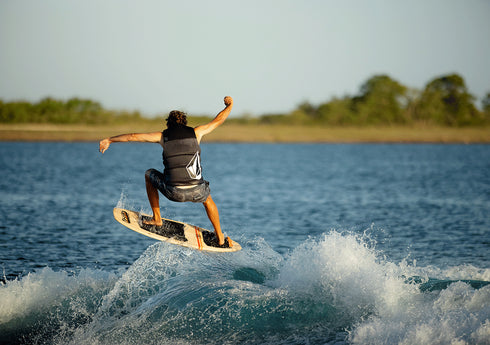 Ronix Element Core Blunt Nose Skimmer Wakesurf Board Paulownia Sunset 4'6, Fin-S Floating Fin Wakesurfer
