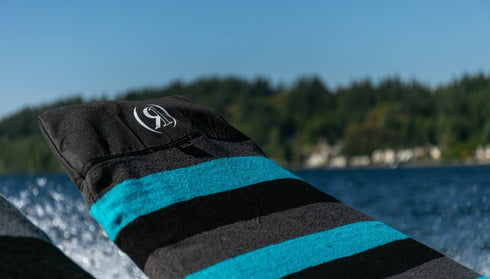 Ronix Wide Nose Surf Sock Aqua Blue Black Grey Up to 6 ft, Protective Board Sock for Wakesurf and Wakefoil