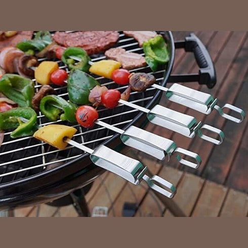 Saborr Stainless Steel BBQ Skewers, Reusable Metal Skewers for Kofta, Shish Tawook, Prawns and Vegetables