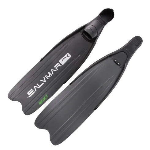 Salvimar React Long Blade Fins, Full Foot Freediving and Spearfishing Fins with Removable Polypropylene Blades