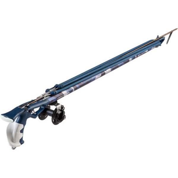 Salvimar Storm Hero Camo Speargun with Vertical Reel, Blue Camouflage Aluminium Band Speargun for Blue Water