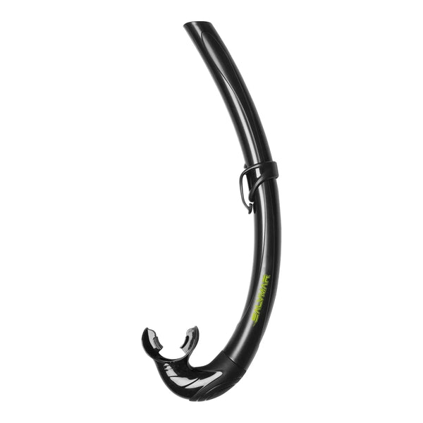 Salvimar Time Snorkel Black, Soft Flexible Freediving and Spearfishing Snorkel with Hypoallergenic Mouthpiece
