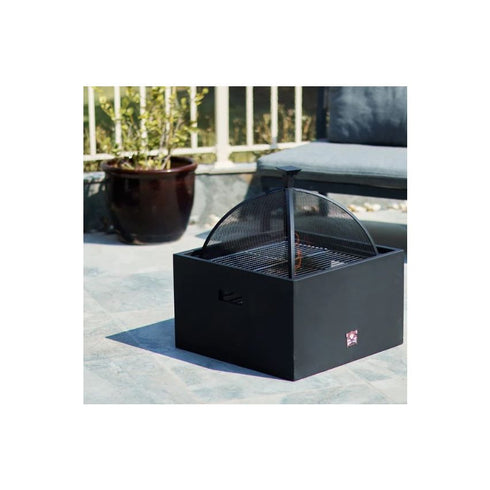 Bad Axe The Log Cabin Firepit, Cozy Rustic Design, Heavy Duty Construction, Stable Base, Suitable for Outdoor Relaxation