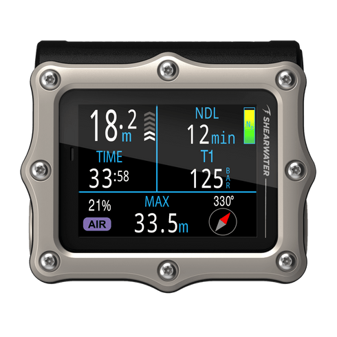 Shearwater Perdix 3 Dive Computer, 2.4 in AMOLED Technical Diving Computer with Titanium Bezel and Air Integration