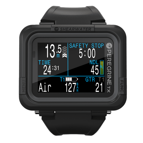 Shearwater Peregrine TX Dive Computer, Air Integrated 2.2 in Colour Wrist Computer with Compass and Wireless Charging