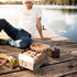 SKOTTI Portable Gas BBQ, Flat Pack Stainless Steel Camping Grill for Gas Cartridge, Charcoal or Wood