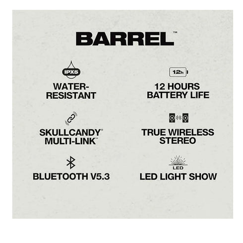 Skullcandy Barrel Wireless Bluetooth Boombox Speaker - Big Sound in a Portable Design