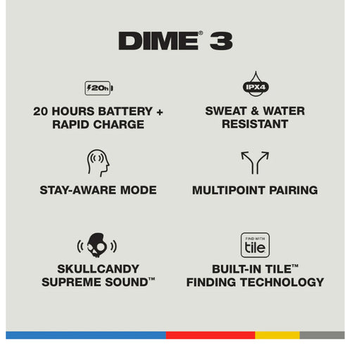 Skullcandy Dime 3 True Wireless In - Ear - Compact and Budget - Friendly Earbuds