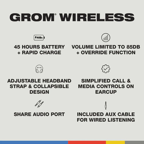 Skullcandy Grom Kids Wireless Headphones – Fun and Safe Audio for Kids, Volume Limited and Durable