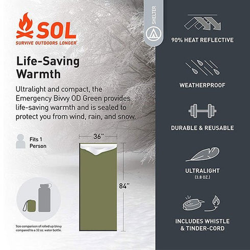 SOL Emergency Bivvy Survival Shelter - Compact and Life - Saving Gear
