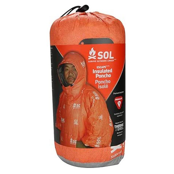 SOL Escape Insulated Poncho, a lightweight, reusable survival poncho providing thermal reflective insulation.