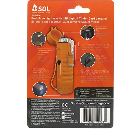 SOL Fire Lite Rechargeable Lighter - Reliable and Eco - Friendly Fire Starter