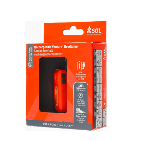 SOL Venture Rechargeable Headlamp - Bright and Adjustable Outdoor Lighting