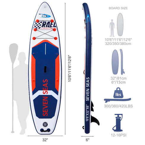 Surface Dreamer Inflatable Stand Up Paddle Board, iSUP Package with Paddle, Pump, Leash and Dry Bag