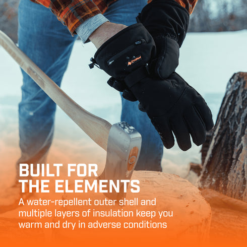 THAW Rechargeable Heated Gloves, Touchscreen Winter Gloves with Full-Finger Heating, 3M Thinsulate and 3 Heat Modes