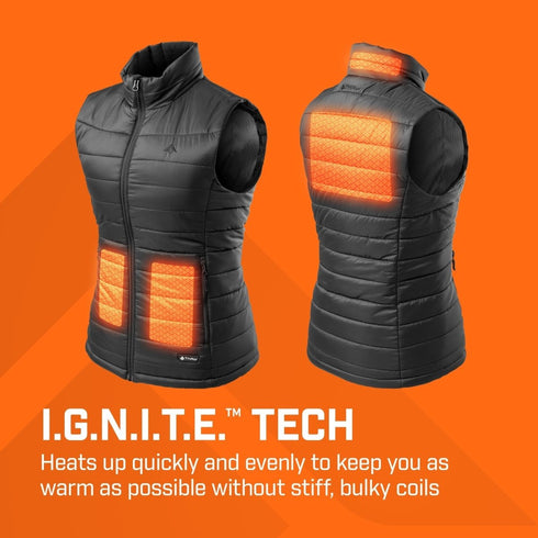 THAW Women's Rechargeable Heated Vest, Graphene Heated Gilet with 4 Heat Zones, 3 Modes and 5000 mAh Power Bank