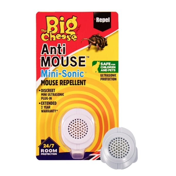 The Big Cheese Anti Mouse Mini-Sonic Mouse Repellent, Plug-In Ultrasonic Rodent Deterrent for One Room