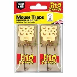 The Big Cheese Cheese Pedal Mouse Trap Twinpack, FSC Wooden Snap Traps Pre-Baited with Rodent Lure