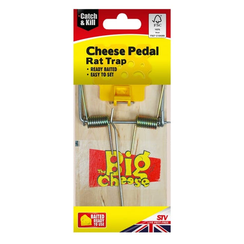 The Big Cheese Cheese Pedal Rat Trap, FSC Wooden Catch and Kill Rat Trap Pre-Baited and Ready to Use