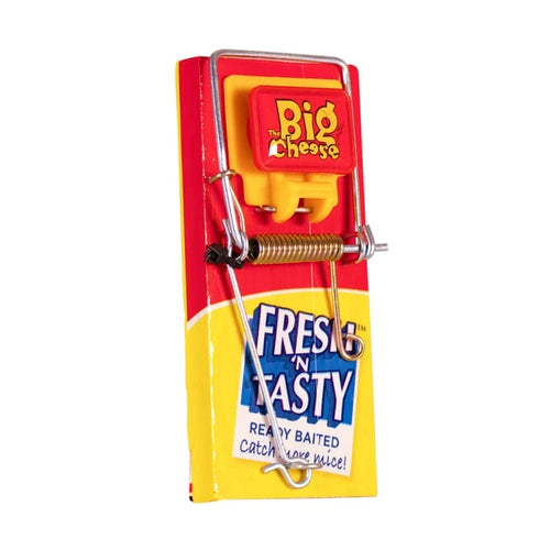 The Big Cheese Fresh Baited Mouse Trap, Ready Baited Wooden Snap Trap with Wipe Clean Sleeve for Home and Garden