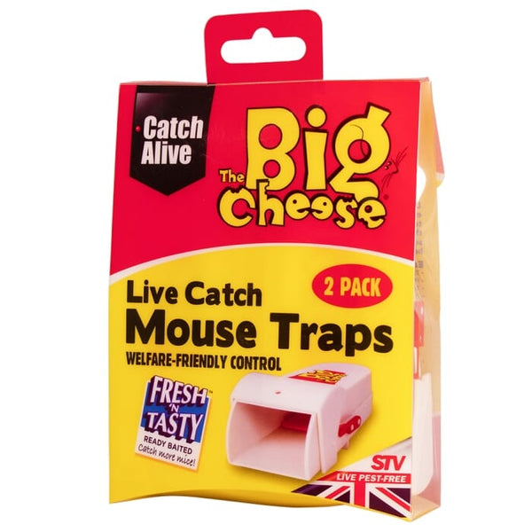 The Big Cheese Live Catch Mouse Trap Twinpack, Baited Humane Mouse Traps for Welfare Friendly Control at Home