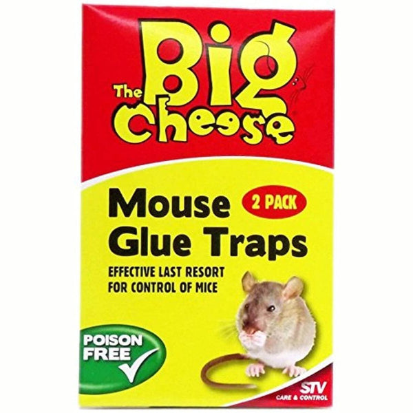 The Big Cheese Mouse Glue Traps 2 Pack, Poison-Free Sticky Boards for Catching Mice Indoors Without Snap Traps