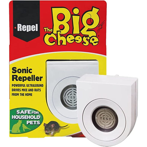 The Big Cheese Sonic Repeller, Ultrasonic Mouse and Rat Deterrent with Changing Frequencies for 37 m2 Areas