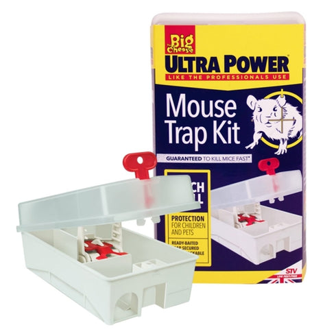 The Big Cheese Ultra Power Mouse Trap Kit, Lockable Tamper Resistant Station with Ready Baited Snap Trap