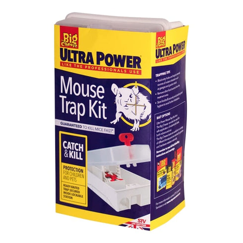 The Big Cheese Ultra Power Mouse Trap Kit, Lockable Tamper Resistant Station with Ready Baited Snap Trap