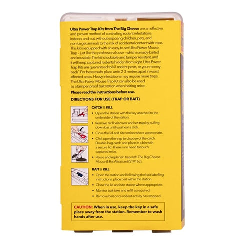 The Big Cheese Ultra Power Mouse Trap Kit, Lockable Tamper Resistant Station with Ready Baited Snap Trap