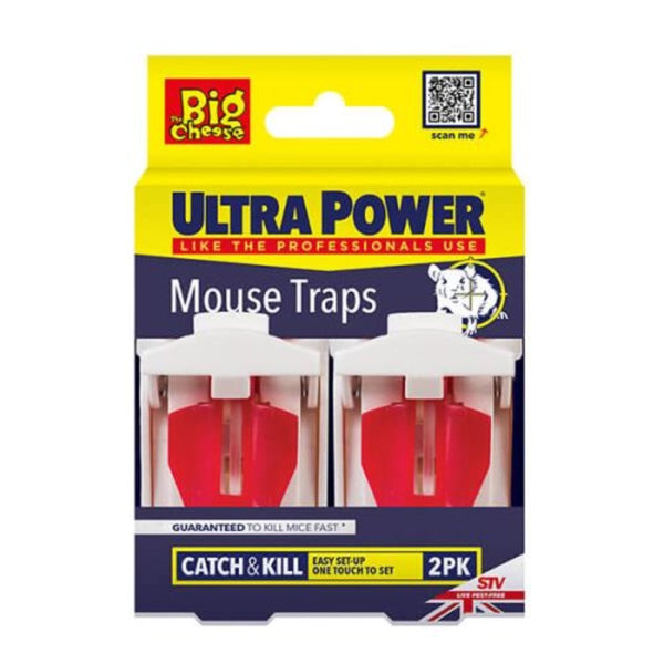 The Big Cheese Ultra Power Mouse Trap Twinpack, Ready Baited Snap Traps for Quick Mouse Control at Home