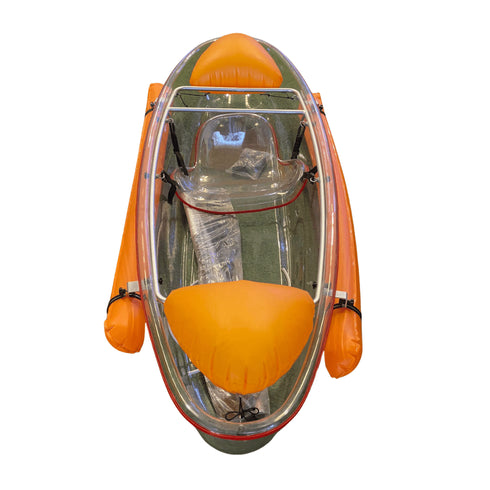 Transparent Single Kayak with Stabilizer, Clear Hull 1-Seater Kayak for Calm Water, 140 kg Capacity
