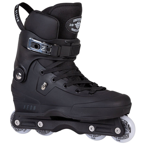 USD Aeon 60 Black Aggressive Inline Skates, Unibody Street and Park Skates with Shock Absorber and Wide Soulplate