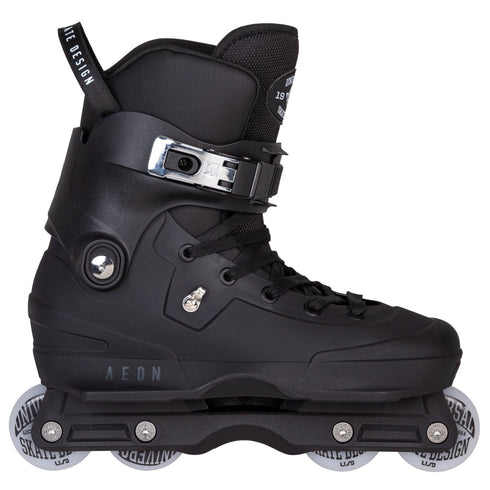 USD Aeon 60 Black Aggressive Inline Skates, Unibody Street and Park Skates with Shock Absorber and Wide Soulplate