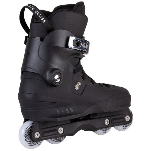 USD Aeon 60 Black Aggressive Inline Skates, Unibody Street and Park Skates with Shock Absorber and Wide Soulplate