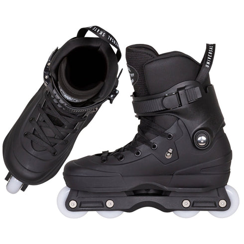 USD Aeon 60 Black Aggressive Inline Skates, Unibody Street and Park Skates with Shock Absorber and Wide Soulplate