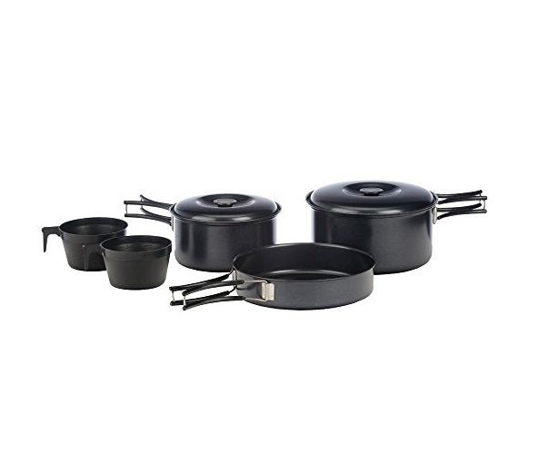 Vango 2-Person Non-Stick Cook Kit, a black, compact, and practical cooking system for two campers.
