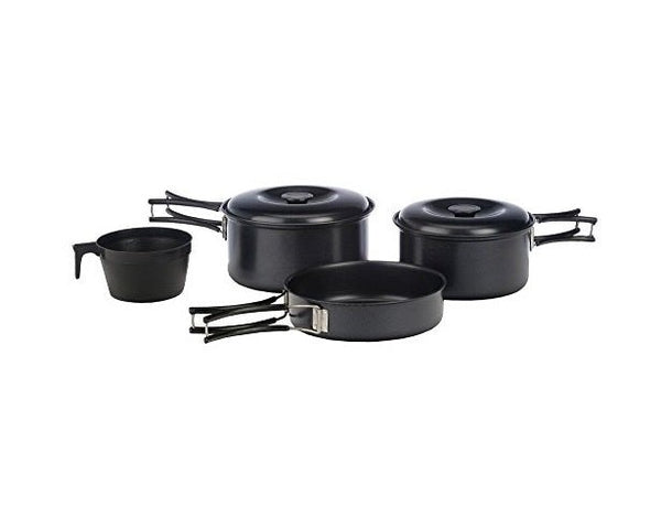 Vango Non-Stick Cook Kit for 1 Person, a grey, compact non-stick cookware set for solo camping and backpacking.