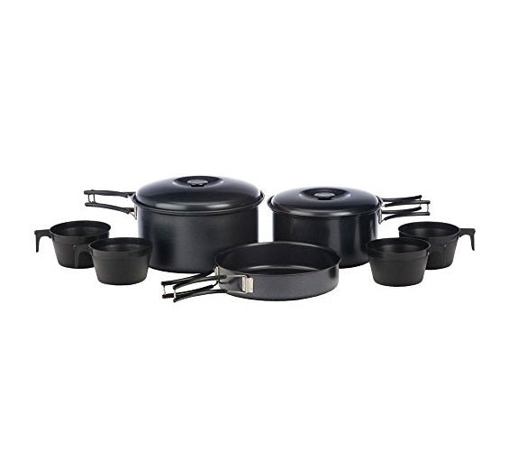 Vango Non-Stick Cook Kit for 2 People, a black, lightweight non-stick cookware set for couples or small groups.