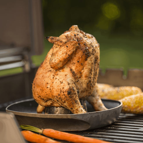 Weber Deluxe Poultry Roaster, Ceramic Coated Non-Stick Beer Can Chicken Roaster with Flavour Cup and Steam Cap